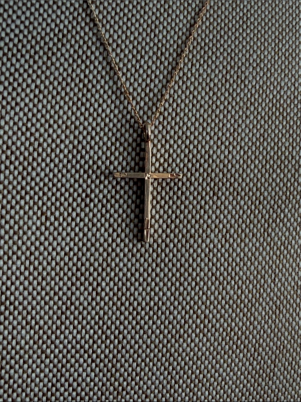 10K gold Dainty Gold Cross Pendant Necklace - 15” long A&Z MARKINGS